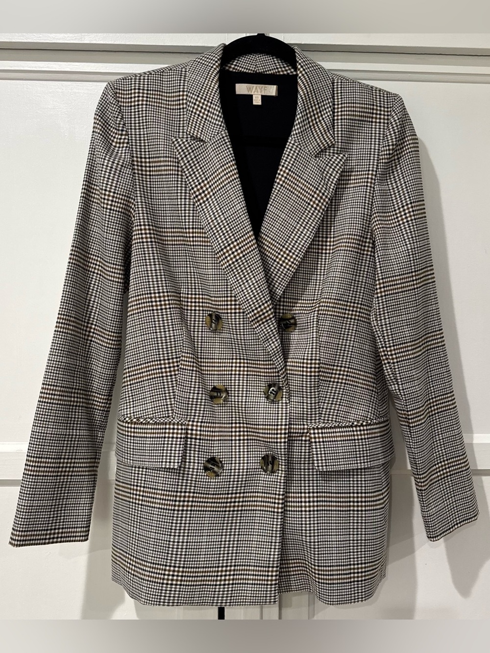 WAYF plaid double breasted blazer